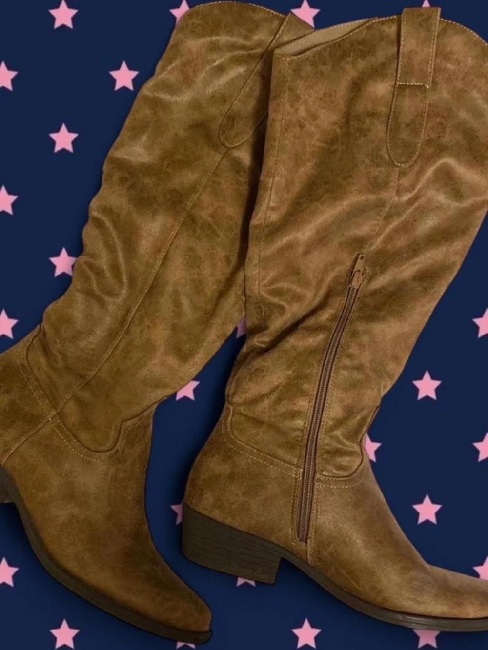 Brown Suede Knee-High Boots